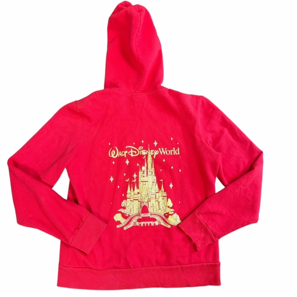 Walt Disney World Gold Castle Red Zip Up Jacket
